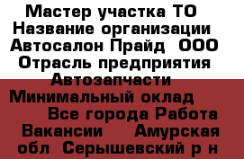 Мастер участка ТО › Название организации ­ Автосалон Прайд, ООО › Отрасль предприятия ­ Автозапчасти › Минимальный оклад ­ 20 000 - Все города Работа » Вакансии   . Амурская обл.,Серышевский р-н